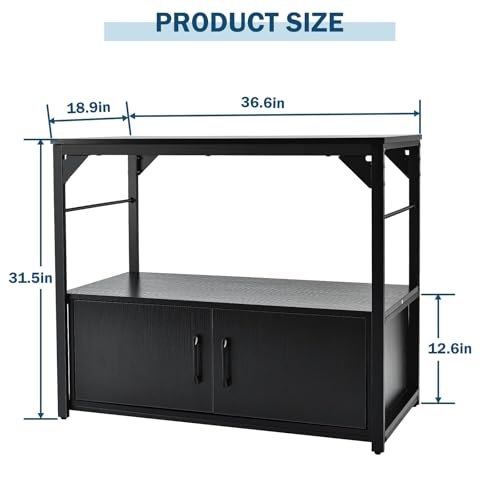 40 Gallon Fish Tank Stand Metal Frame Aquarium Stand with Storage Cabinet, Fish Tank with Stand for Fish Tank Accessories Storage for Fish Lovers, 660LBS Capacity Black 36.6" L*18.9" W Tabletop - Image 4