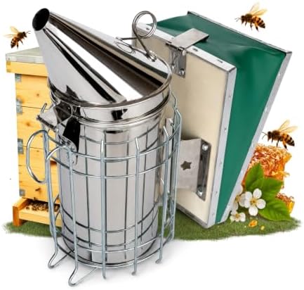 Foxhound Bee Co Stainless Steel 12.5-inch Pro Bee Hive Smoker, La...