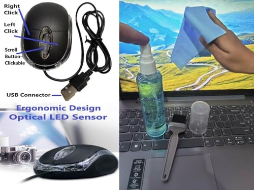 Image of Anjo 8 in 1 Combo of Wired Keyboard, Wired Mouse, Anti-Skid Mouse Pad, USB Hub 3.0, 3 in 1 Cleaning Kit 100ml, OTG Micro & C to A Type, USB Extension Cable Male to Female Type A 1.5m