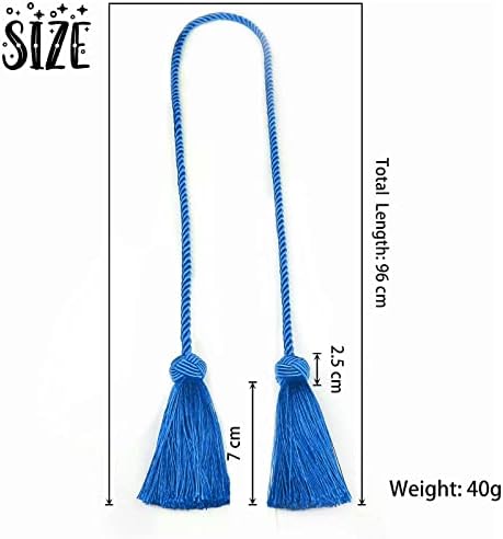 BEL AVENIR 4 Pack Curtain Handmade Tiebacks Decorative Curtain Holdbacks with Tassel (Royal Blue, 2 Pack)