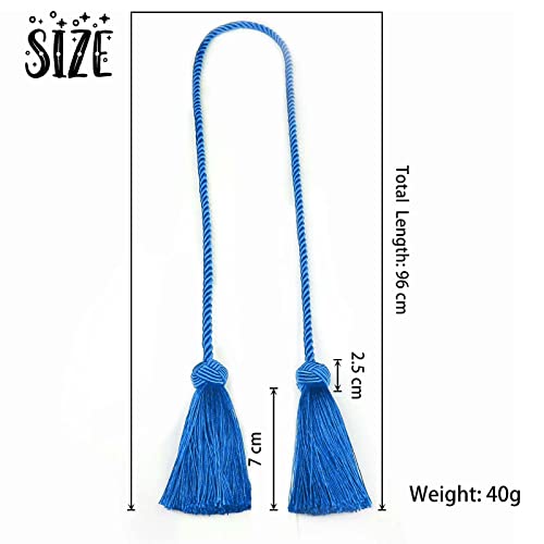 BEL AVENIR 4 Pack Curtain Handmade Tiebacks Decorative Curtain Holdbacks with Tassel (Royal Blue, 2 Pack)