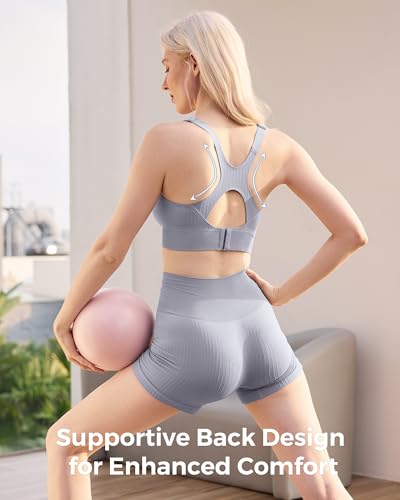 Image of Momcozy Nursing Bras for Breastfeeding, Ribbed Maternity Bra with Racerback, Soft Stretchy Nursing Sports Bra for Yoga