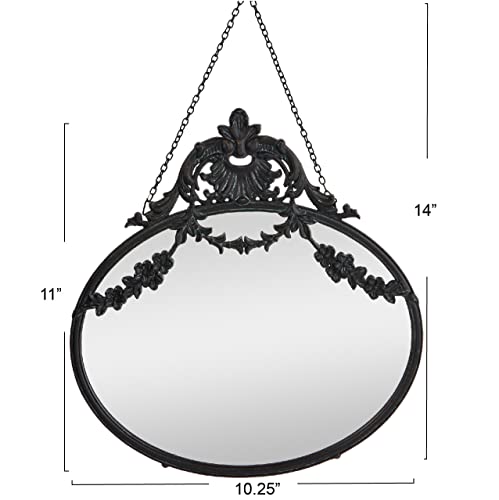 Creative Co-op Vintage Pewter Framed Wall Mirror with Decorative Chain, Black, 34.3L x 26.7W cm - Image 4