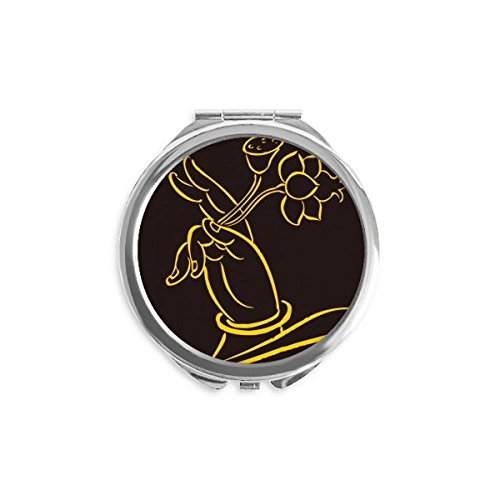 Miroir bouddhiste main lotus compact pour corriger votre maquillage