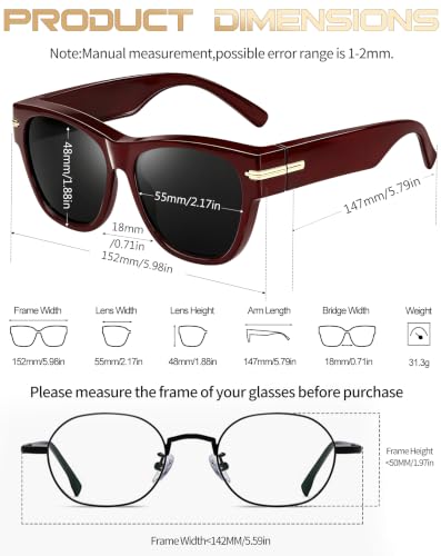 Image of KANASTAL Over Glasses Sunglasses Square Fit Over Polarized Sunglasses UV400