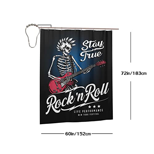 Cawhjdw Funny Shower Curtain Skeleton Music Rock Home Decor Waterproof Shower Curtain 60 X 72 Inches Bathroom Shower Curtain Quality Polyester Bathroom Shower 12 Pack Plastic Hooks #TOP1