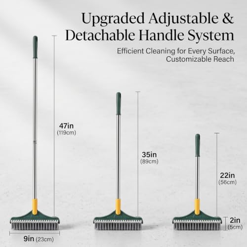Image of 3-in-1 Bathroom Cleaning Brush with Wiper - Bathroom Cleaning Brush Long Handle 180 Rotate Toilet Brush Bathroom Tiles Cleaning, Wiper Floor for Kitchen Bathroom Cleaning