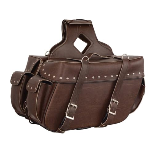 Image of Milwaukee Leather Studded Throw-Over Motorcycle Saddlebags - Synthetic Leather - Universal Fit - Zip-Off - Large