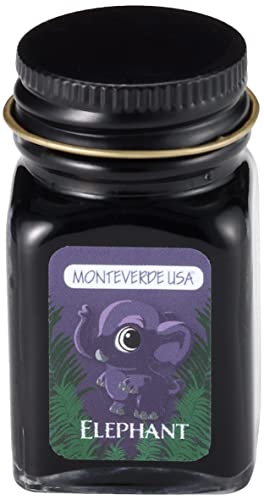 Image of Monteverde Jungle Fountain Pen Ink, 30ml, Elephant (Dark Blue) | Animal-inspired fountain pen ink with bold color, smooth flow, and creative writing personality.