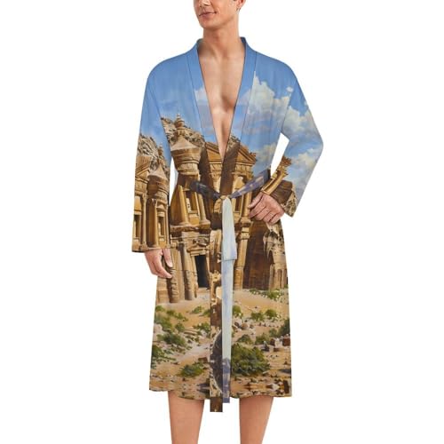 PetraLandscape Funny Men's Robe Soft Lightweight Bathrobe Long-sleeve Spa Robes