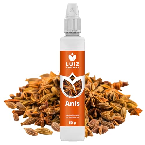 LUIZ AROMAS | Aroma Anís - Aroma Alimentario en Gotas para dulces de Hornear, Pasteles, Bizcochos y Tartas | Producto Vegano sin Calorías y sin Azucar | Producto 100% Italiano (50g)