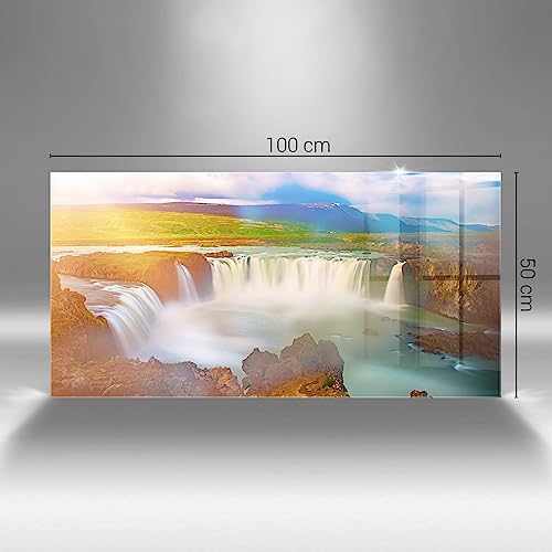Image verre coloré cascade pour salon moderne Wallfluent 100x50 - 4