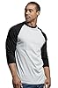 TOP PRO Men's 3/4 Sleeve Casual Raglan Jersey Baseball Tee Shirt, Black/White, Large #2
