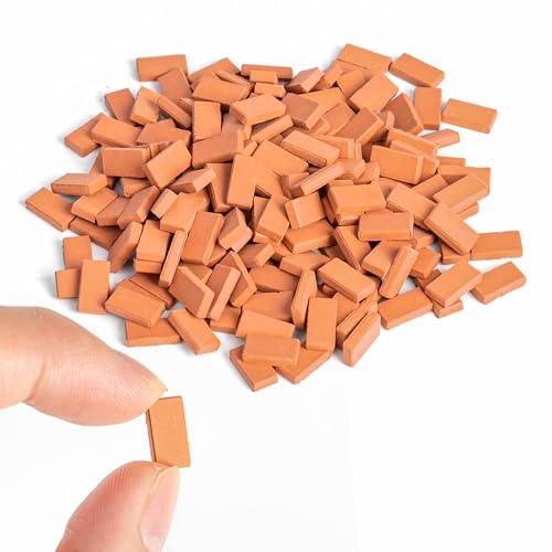 VELATYVIO 360Pcs Mini Bricks for Crafts Mini red Wall Bricks Tiny Landscaping Bricks 1/35 Scale Premium Clay Miniature Fake Bricks for Dollhouse Garden Accessories Buildings DIY Supplies