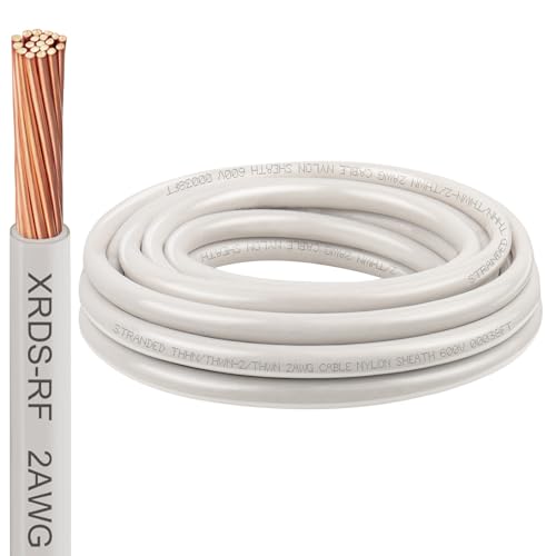 Image of 2AWG THHN Electrical Wire 10FT - Stranded Bare Copper Conductor with PVC and Nylon Insulation, Heat and Oil Resistant Cable for Indoor & Outdoor Wiring