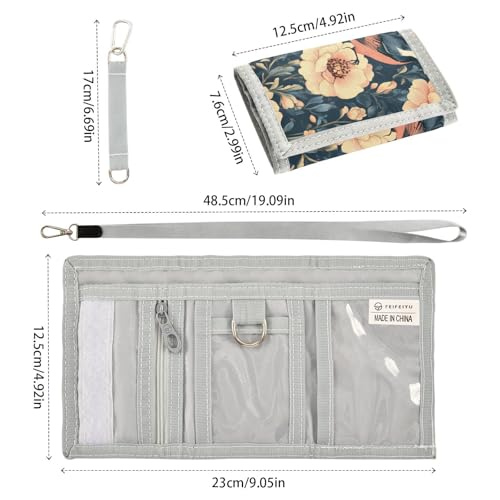 9qxgjea8 Durable Nylon Fabric Wallet for Boys and Girls - Multi-Functional with 2 Clear Pockets, Zipper Coin Compartment, 3 Card Slots & Keyring3