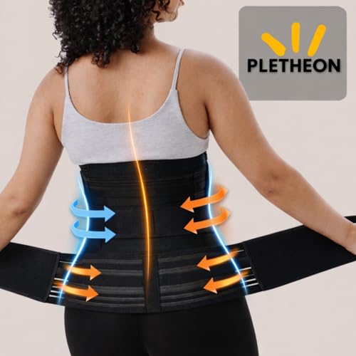 Image of PLETHEON 3-in-1 Postpartum Abdominal Belt for Women - After Delivery Belly, Waist & Pelvis Support | Tummy Compression Shapewear Wrap | Free Size 30-46 Inch | Neoprene Blend | Black