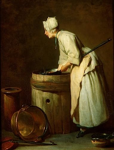 Toile Chardin la Bonne de l'Arrière-Cuisine Impression Artistique Haute Définition 60x90cm