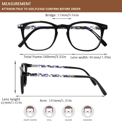 Image of Henotin 3-Pack Blue Light Blocking Reading Glasses,Spring Hinge Computer Readers for Men Women,Anti UV Ray Filter Eyeglasses (Mixed Color-2, 1.50, Diopters)