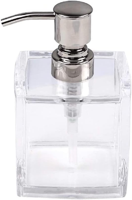 Soap Dispenser Soap Dispenser Lotion Dispenser with Stainless Steel Pump Square Refillable Soap Pump Bottle for Kitchen Sink Countertop Kitchen Bathroom (Color : Clear)