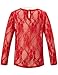 Noomelfish Girls Lace Long Sleeve Layering Tops Sheer Mesh Tee Shirts Blouse, Flower Red, Size 7-8 Years