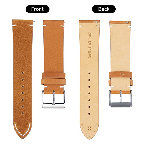 Binlun Quick Release Leather Watch Bands Replacement Genuine Leather Watch Strap 12Mm 14Mm 16Mm 18Mm 20Mm 22Mm Or 24Mm For Men And Women Black/Brown/Light Brown/Orange #TOP1