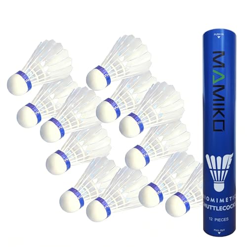 Mamiko Biomimetic Badminton Birdies 12 PCS,Nylon Badminton Shuttlecocks with Stability Durability for Baseball Batting Practice Training,Medium Speed Birdie Balls for Backyards Indoor Outdoor Sports