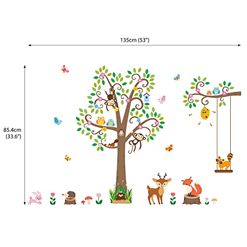 DECOWALL-SG-2106-Large-Scroll-Tree-and-Animals-Kids-Wall-Stickers-Wall-Decals-Peel-and-Stick-Removable-Wall-Stickers-for-Kids-Nursery-Bedroom-Living-Room-dcor