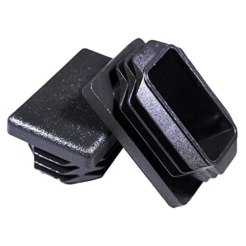Prescott Plastics 1" x 1 1/2” Ribbed Plastic Hole Caps, Rectangular Black Metal Tubing End Caps, Durable Indoor Outdoor &amp; Furniture Leg Inserts, Impact &amp; Weather Resistant, Made in the USA - 10 Pack