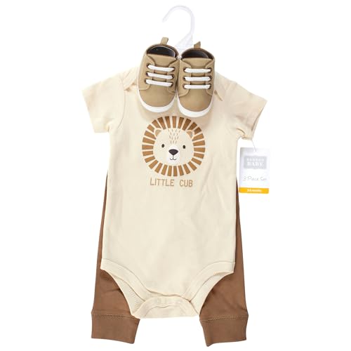 Image of Hudson Baby Unisex Baby Cotton Bodysuit, Pant and Shoe Set