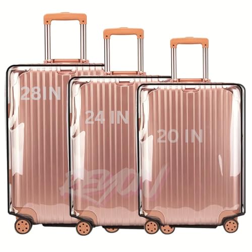 3pcs Luggage Cover Thicken Clear PVC Suitcase Cover, 20" 24" 28" in Luggage Protector Suitcase Cover Waterproof Dustproof Anti-Scratch for Travel Luggage Suitcase
