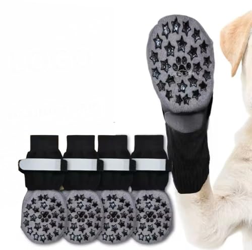 Image of KUTKUT Anti Slip Dog Socks to Prevent Licking Paws for Hardwood Floors, Boots & Paw Protector Socks for Hot /Cold Pavement with Grippers, Double Sides Grips for Medium Senior Dogs(SIZE: S, L*W: 14*5cm)