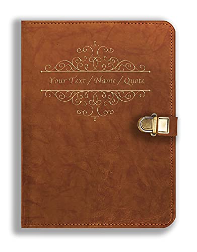 Image of Brown Cloud Personalized Abstract Matt Finish Leather Cover Notebook /Diary with Lock,UV Printed Customized Message /Quote /Name for Personal /Corporate Gift(NBLTHR019)(1)