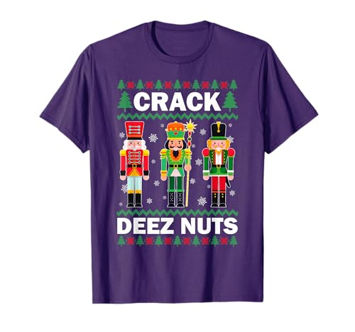 Crack Deez Nuts Funny Christmas T-Shirt