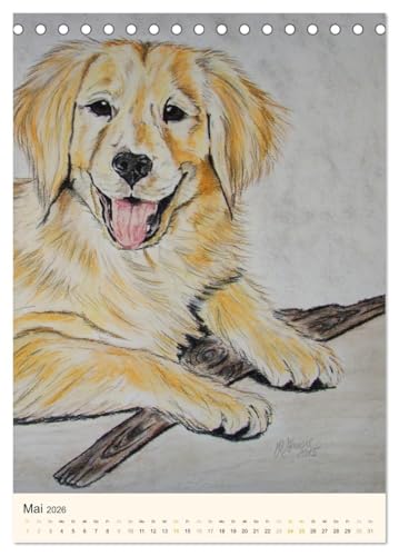 Hunde - Bezaubernde Portraitzeichnungen (Tischkalender 2026 DIN A5 hoch), CALVENDO Monatskalender: Authentische Zeichnungen von Hunden und Welpen (CALVENDO Kunst)