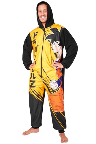 Dragon Ball Z Pijama Mono Polar con Capucha para Hombre - Regalos Homrbes (Negro/Amarillo, M)