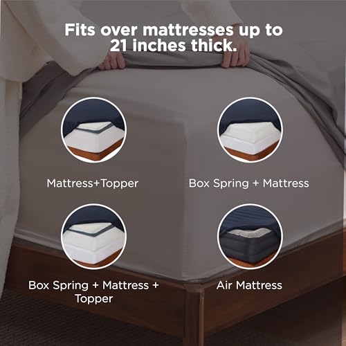 Image of Bedsure Twin XL Sheets Dorm Bedding, GentleSoft Breathable Extra Long Twin Sheets & Pillowcases, Moisture Wicking Cooling, Deep Pocket Fits Mattress Up to 21 Inches Thick, Navy