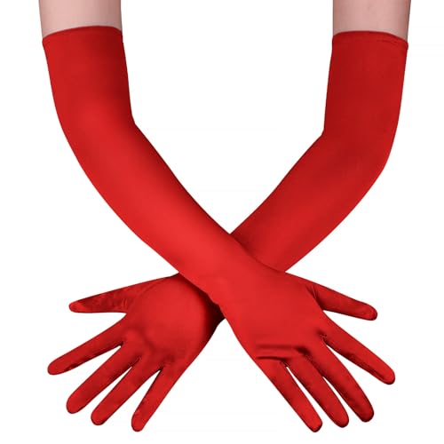 Loiluliy Gants Longs Femme Gants Long Satin 1920 Style Gants Elégants pour Femmes pour l'Opéra, Fêtes Costumées, Costumes de Cosplay, Fêtes d'Halloween