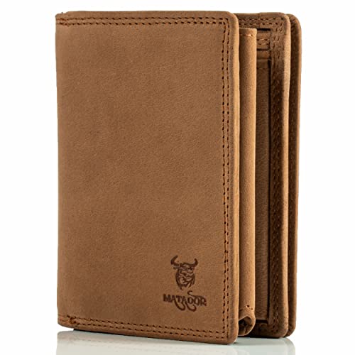 Matador Portefeuille Grande en Cuir Véritable Marron Claire - 13 Porte Carte Crédit - 2 Compartime...