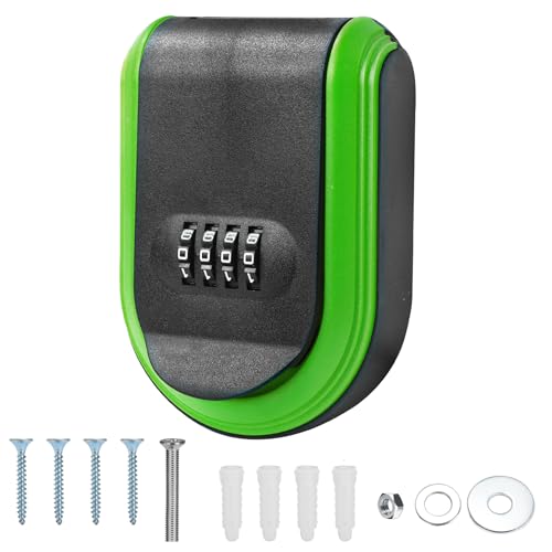 JINGTAO88 Soporte de pared y caja de bloqueo magnética con código de combinación de 4 dígitos, soporte verde de alta resistencia, resistente a la intemperie, caja de llaves oculta para el hogar,