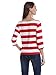 MsBasic Women's 3/4 Sleeve Boat Neck Striped Relax Fit Tee Shirts (Medium, MS6310-2)Red/White