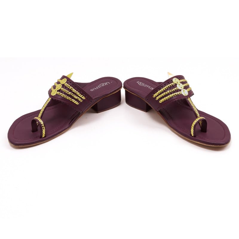 Image of Handcrafted Heeled Kolhapuri Sandals