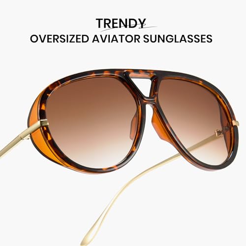 Cyxus Aviator Sunglasses for Women Men Oversized Tangle Free Retro 70s Vintage Trendy 13193