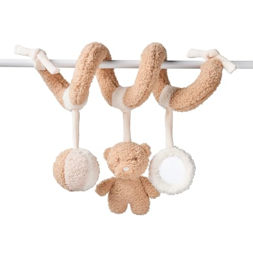 Nattou Spirale en Polyester, Ours, avec hochet, Miroir et Autres activités, env. 20 cm, Teddy, Blanc/Brun Clair