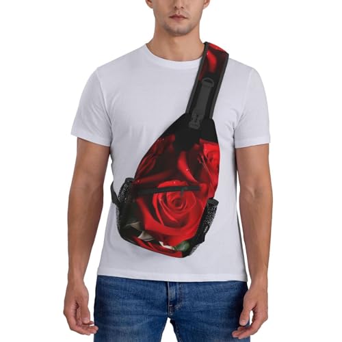 Mochila cruzada de pecho en diagonal negra con rosas miniatura 7