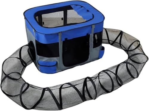 GEBYUI ペット囲い 猫トンネル 折りたたみ式 トンネル付き 網目囲い 長方形 猫分娩室 授乳期対応 落下防止網 猫ハウス 犬猫共用 ドア付き 屋根付き 防水機能 ジッパー式 収納袋付属 ケージ 仕切り 室内外両用?