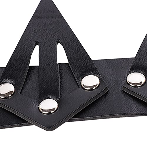 PU Leather Crown for Men Women Transgender Kings and Queens Costume Gay Pride Month Headpiece Black Punk Crown for Carnival Rave Circuit Party Christmas Night Club - Image 4