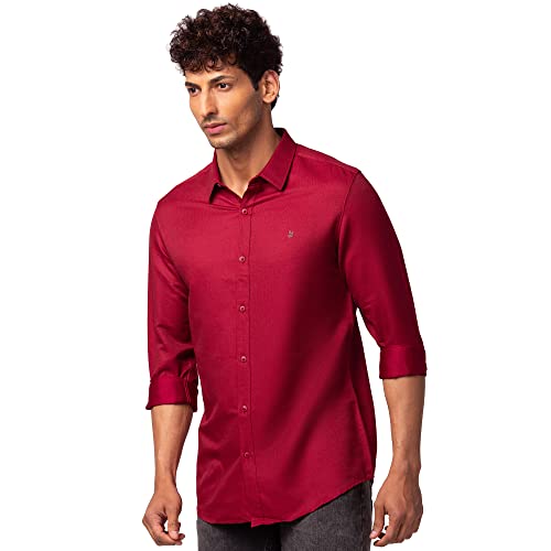 Image of Spykar Men's Slim Fit N /A Full Sleeve Solid Casual Shirts