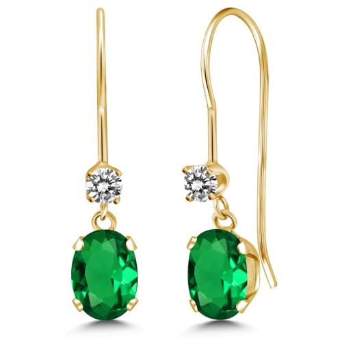 Gem Stone King 14K Yellow Gold Green Nano Emerald and