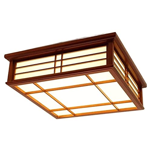 Plafonnier bois japonais LED anti-éblouissement pour plafonds bas de chambre
